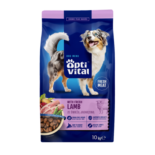 Opti Vital karma sucha- pełnoporcjowa karma dla dorosłych psów FM z jagnięciną 10 kg