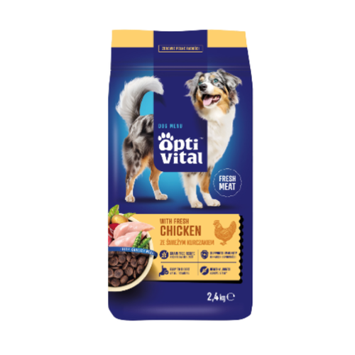 Opti Vital karma sucha- pełnoporcjowa karma dla dorosłych psów FM z kurczakiem 2,4 kg