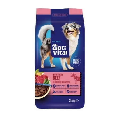 Opti Vital karma sucha- pełnoporcjowa karma dla dorosłych psów FM z wołowiną 2,4 kg