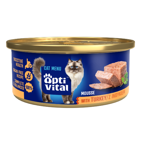 Opti Vital mini puszka - Mus dla dorosłych kotów z indykiem 85g