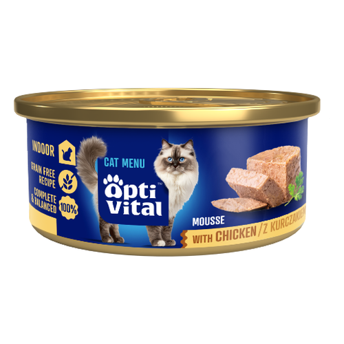 Opti Vital mini puszka - Mus dla dorosłych kotów z kurczakiem 85g