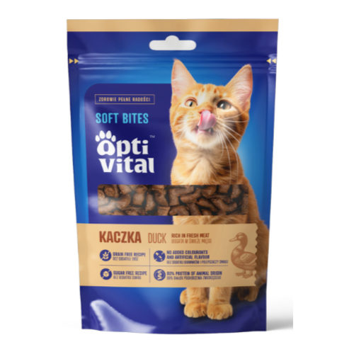Opti Vital Przekąska- Uzupełniająca karma dla dorosłych kotów. Soft bites dla kotów ze świeżą kaczką 80g