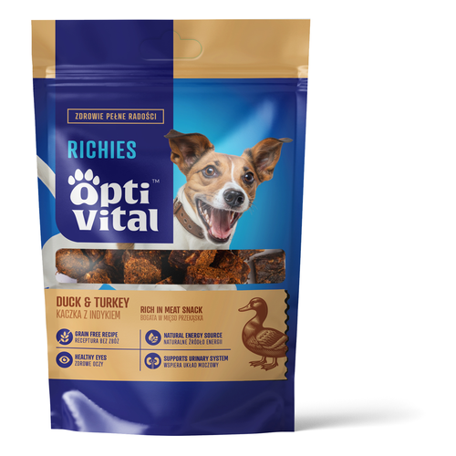 Opti Vital Richies Duck&Turkey - uzupełniająca przekąska dla psów 80g