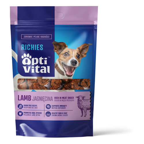 Opti Vital Richies Lamb - uzupełniająca przekąska dla psów 80g