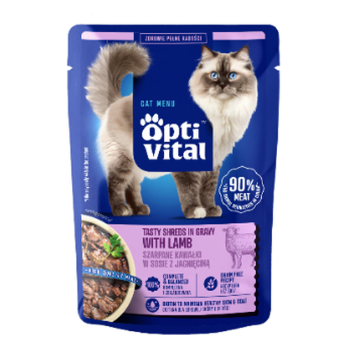 Opti Vital szarpane kawałki dla kota z jagnięciną w sosie 85g