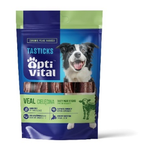 Opti Vital Tasticks Veal - uzupełniająca przekąska dla psów 80g